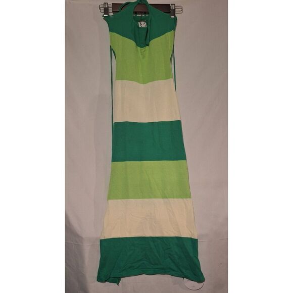 Shein VCay Womens Green Halter Bodycon Striped Dress Size Small NEW - Picture 1 of 6